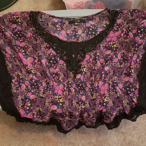 Flowy lace and floral top